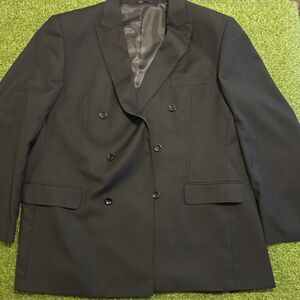 EUC Apollo King 50L Suit Cost 3 Button Single Breasted Solid Black Big Tall